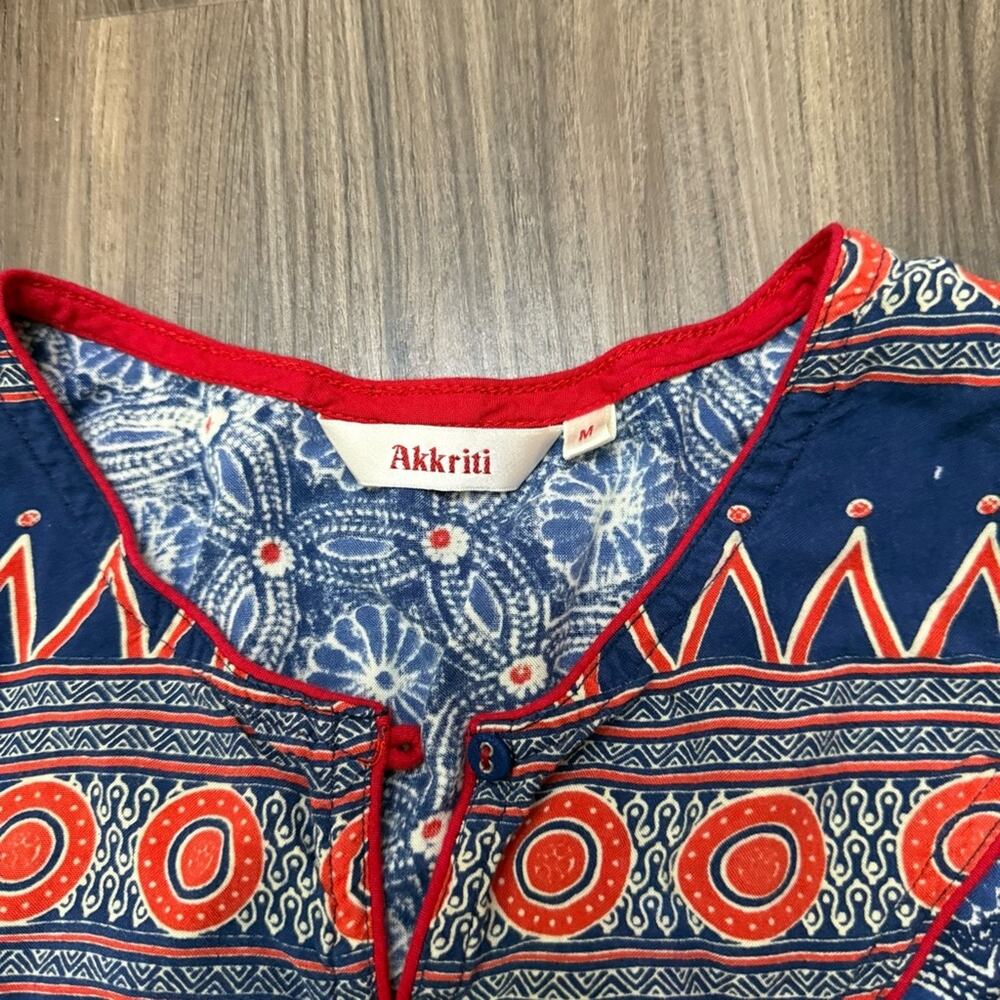 Akkriti women sz M Vibrant Navy and Red Patterned Dress - Picture 6 of 13